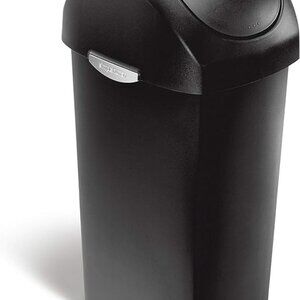 Simplehuman 60 Liter / 16 Gallon Swing Lid Trash Can, Black Plastic